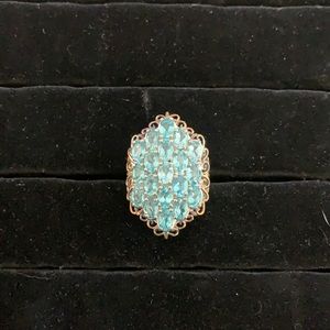 925 ring with aqua stones